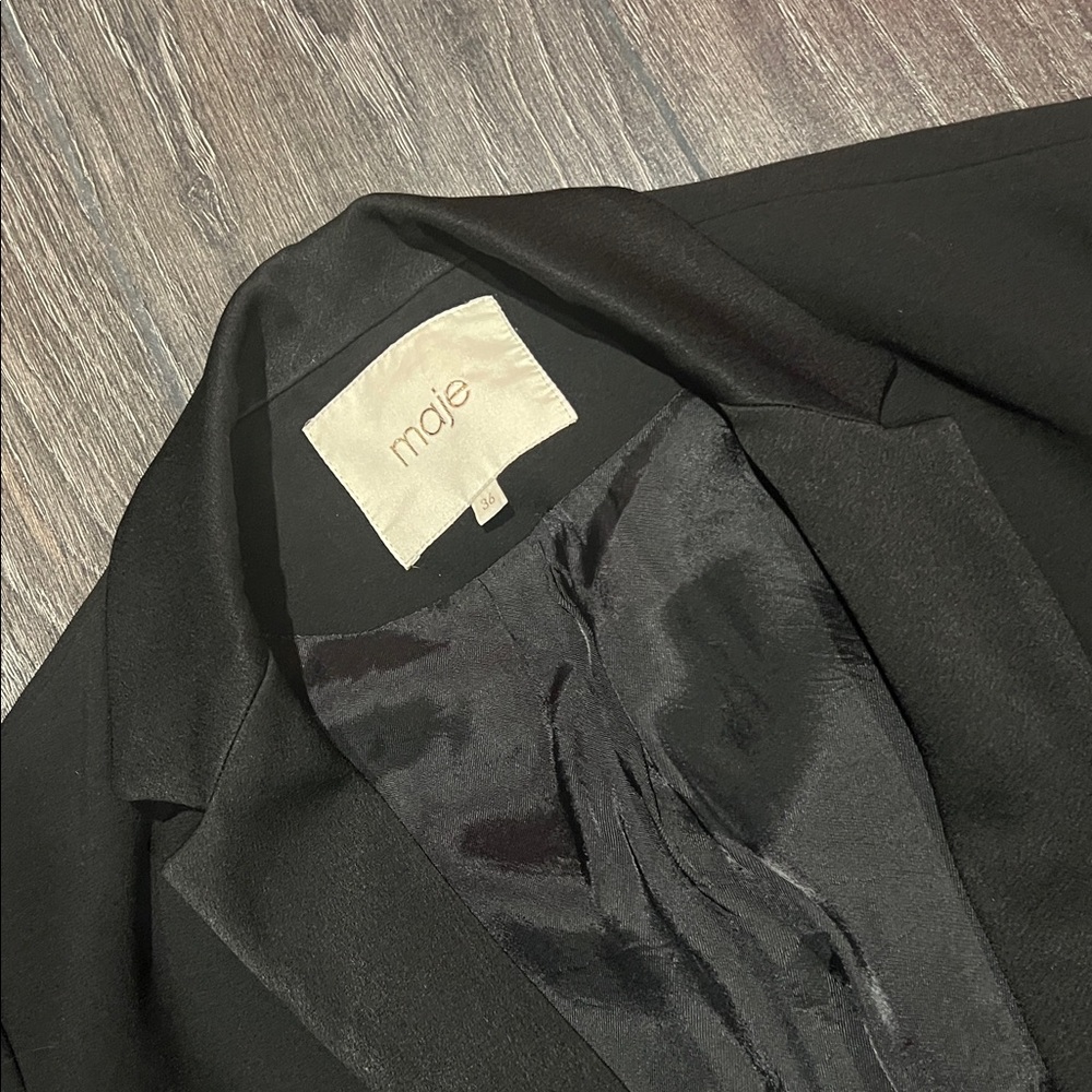 Maje Black Blazer with White Trim - Picture 2 of 5